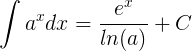 Integral de la función exponencial en base a