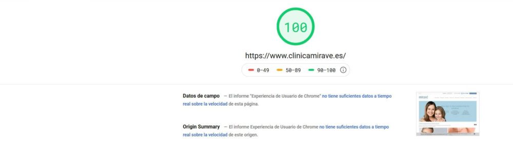 Puntuación de 100 en Google Page Speed